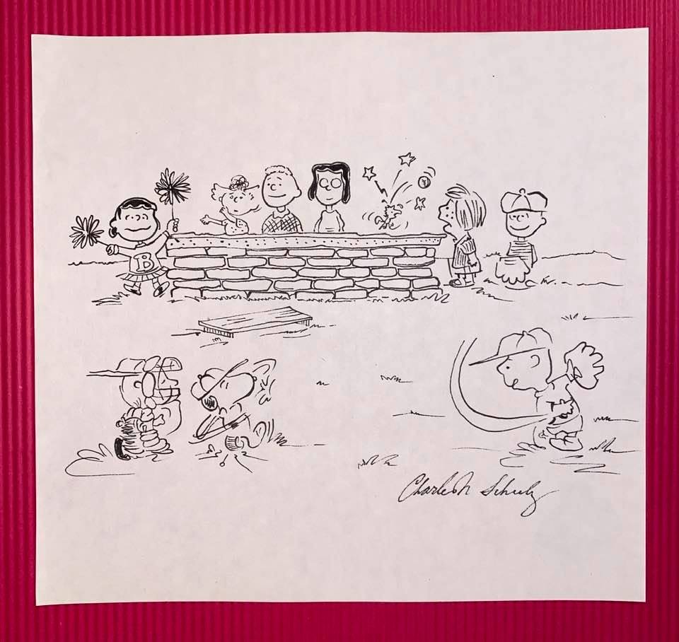 Charles Schulz Ink (In the Style of): In The Style of Charles Schulz Drawing on Paper 9 x 8 1/2 in. Charles Schulz November 26, 1922 – February 12, 2000) was an American cartoonist and creator of the comic strip Peanuts (which featured 