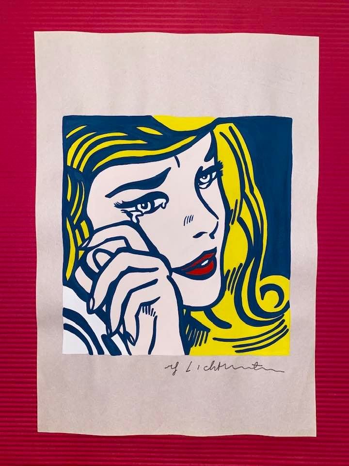 The Style of Roy Lichtenstein Drawing: The Style of Roy Lichtenstein drawing on Paper.Size 11 1/2 x 8 1/4. Roy Fox Lichtenstein (October 27, 1923 - September 29, 1997) was an American pop artist. During the 1960s, along with Andy Warhol, J