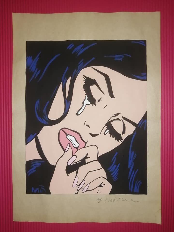 The Style of Roy Lichtenstein Drawing: The Style of Roy Lichtenstein drawing on Paper.Size 11 1/2 x 8 1/4. Roy Fox Lichtenstein (October 27, 1923 - September 29, 1997) was an American pop artist. During the 1960s, along with Andy Warhol, J
