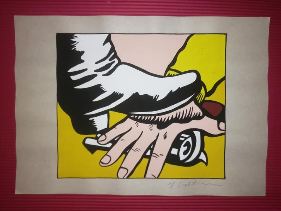 The Style of Roy Lichtenstein Drawing: The Style of Roy Lichtenstein drawing on Paper.Size 11 1/2 x 8 1/4. Roy Fox Lichtenstein (October 27, 1923 - September 29, 1997) was an American pop artist. During the 1960s, along with Andy Warhol, J