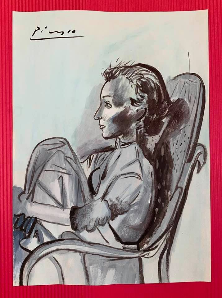 Pablo Picasso Drawing On Paper (In the Style of) (1 of 2)