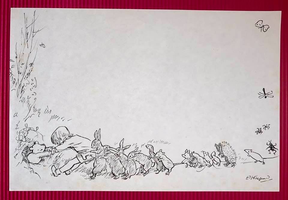 Ernest Howard Shepard Drawing On Paper (In the Style Of (1 of 2)