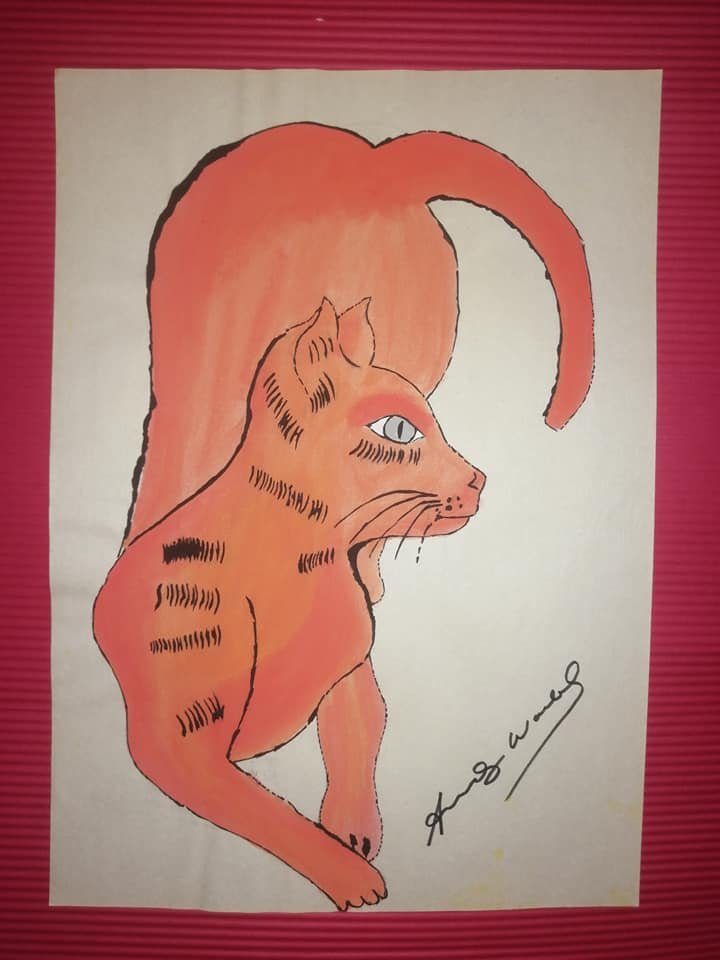 Andy Warhol Drawing On Paper (In the Style Of): In the style of Andy Warhol Drawing on paper 11 1/2 x 8 1/2 in. (Pittsburgh; August 6, 1928 - New York; February 22, 1987), commonly known as Andy Warhol, was an American plastic artist and filmmaker 