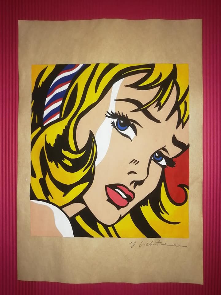 The Style of Roy Lichtenstein Drawing: The Style of Roy Lichtenstein drawing on Paper.Size 11 1/2 x 8 1/4. Roy Fox Lichtenstein (October 27, 1923 - September 29, 1997) was an American pop artist. During the 1960s, along with Andy Warhol, J