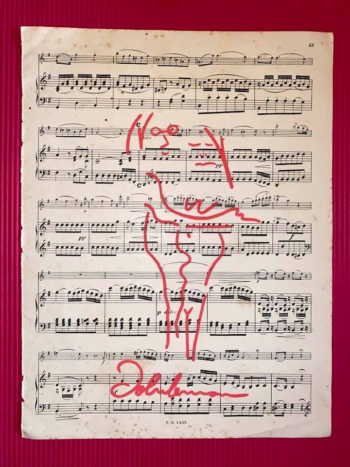 John Lennon Drawing On Paper (In the Style Of) (1 of 2)