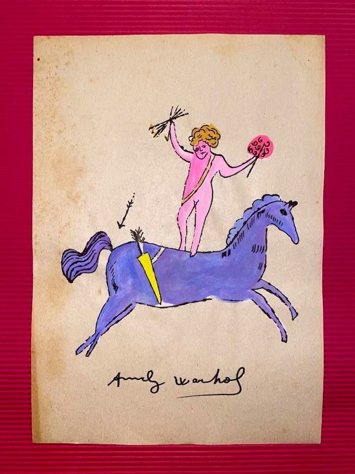 Andy Warhol Drawing On Paper (In the Style Of): In the style of Andy Warhol Drawing on paper 11 1/2 x 8 1/4 in. (Pittsburgh; August 6, 1928 - New York; February 22, 1987), commonly known as Andy Warhol, was an American plastic artist and filmmaker 