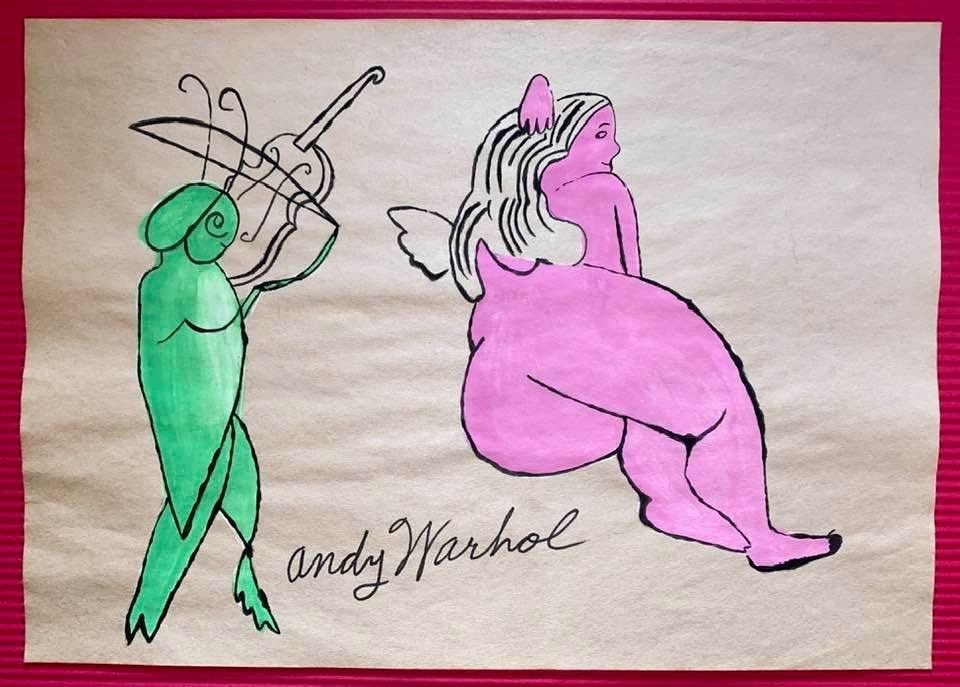 Andy Warhol Drawing On Paper (In the Style Of): In the style of Andy Warhol Drawing on paper 11 1/2 x 8 1/2 in. (Pittsburgh; August 6, 1928 - New York; February 22, 1987), commonly known as Andy Warhol, was an American plastic artist and filmmaker 