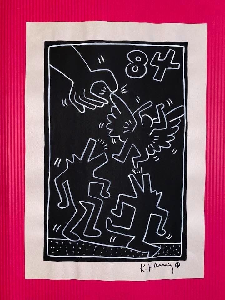 Keith Haring mixed media drawing (in the style of) (1 of 2)
