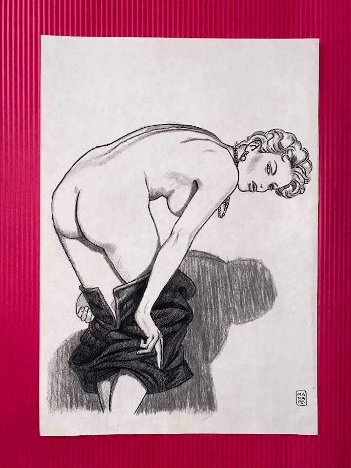 Milo Manara Drawing On Paper (In the Style Of): In the style of Milo Manara Drawing on paper 11 1/2 x 8 in. Milo Manara is an Italian comic book artist and writer with a penchant for the erotic. His work is prized by comic art collectors, and on th