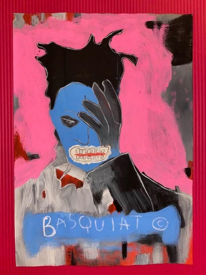 Jean-Michel Basquiat Mixed Media (In the Style of): In the style of Jean-Michel Basquiat Drawing on paper 11 1/2 x 8 1/4 in. Jean-Michel Basquiat (December 22, 1960 – August 12, 1988) was an American artist of Haitian and Puerto Rican descent. Basqui