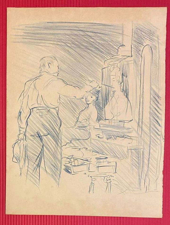 Robert Henri Drawing (In the Style of): Thomas Eakins studied at the Jean-Léon Gérôme and Léon Bonnat School of Fine Arts between 1866 and 1868. He later traveled to Spain and then returned to the United States where he began a brillian