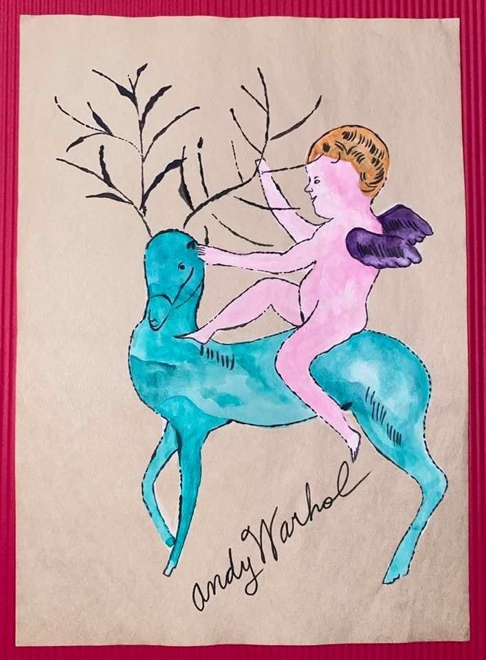 Andy Warhol Drawing On Paper (In the Style Of): In the style of Andy Warhol Drawing on paper 11 1/2 x 8 1/2 in. (Pittsburgh; August 6, 1928 - New York; February 22, 1987), commonly known as Andy Warhol, was an American plastic artist and filmmaker 