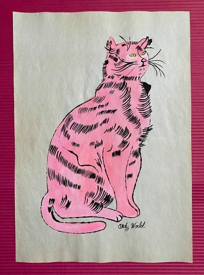 Andy Warhol Drawing On Paper (In the Style Of): In the style of Andy Warhol Drawing on paper 11 1/2 x 8 in. (Pittsburgh; August 6, 1928 - New York; February 22, 1987), commonly known as Andy Warhol, was an American plastic artist and filmmaker who 