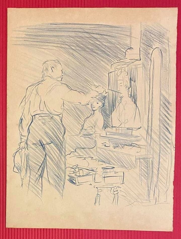 Robert Henri Drawing (In the Style of): Thomas Eakins studied at the Jean-Léon Gérôme and Léon Bonnat School of Fine Arts between 1866 and 1868. He later traveled to Spain and then returned to the United States where he began a brillian