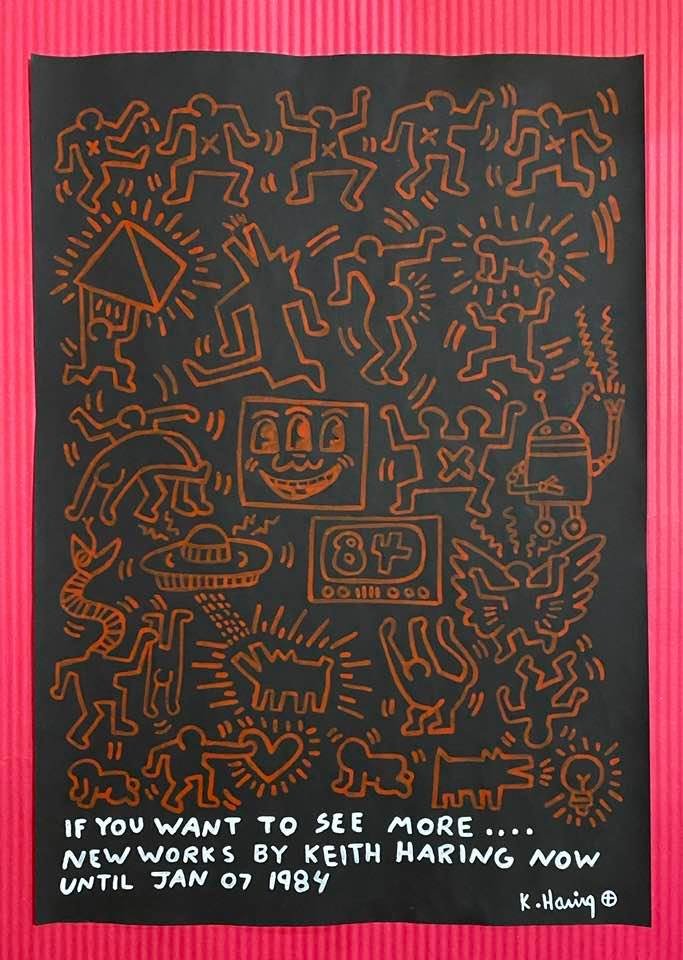 Keith Haring mixed media drawing (in the style of) (1 of 2)