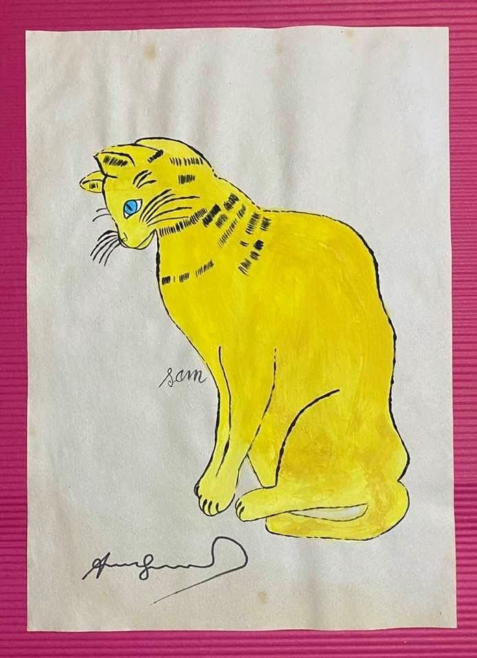 Andy Warhol Drawing On Paper (In the Style Of): In the style of Andy Warhol Drawing on paper 12 x 8 1/2 in. (Pittsburgh; August 6, 1928 - New York; February 22, 1987), commonly known as Andy Warhol, was an American plastic artist and filmmaker who 