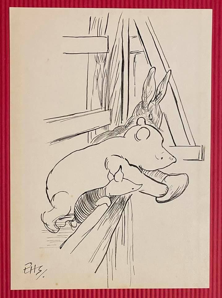 Ernest Howard Shepard Drawing On Paper (In the Style Of (1 of 2)