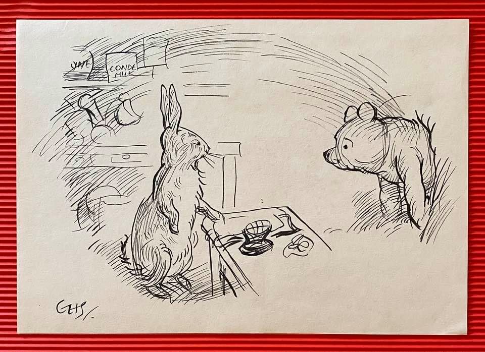 Ernest Howard Shepard Drawing On Paper (In the Style Of (1 of 2)