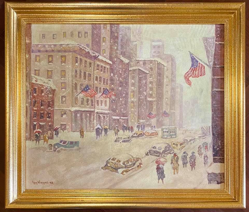 GUY C. WIGGINS (1883-1962) - OIL (IN THE STYLE OF): Guy Carleton Wiggins NA (February 23, 1883 April 25, 1962) was an American impressionist painter. He was the president of the Connecticut Academy of Fine Arts, and a member of the Old Lyme Art Colony.
