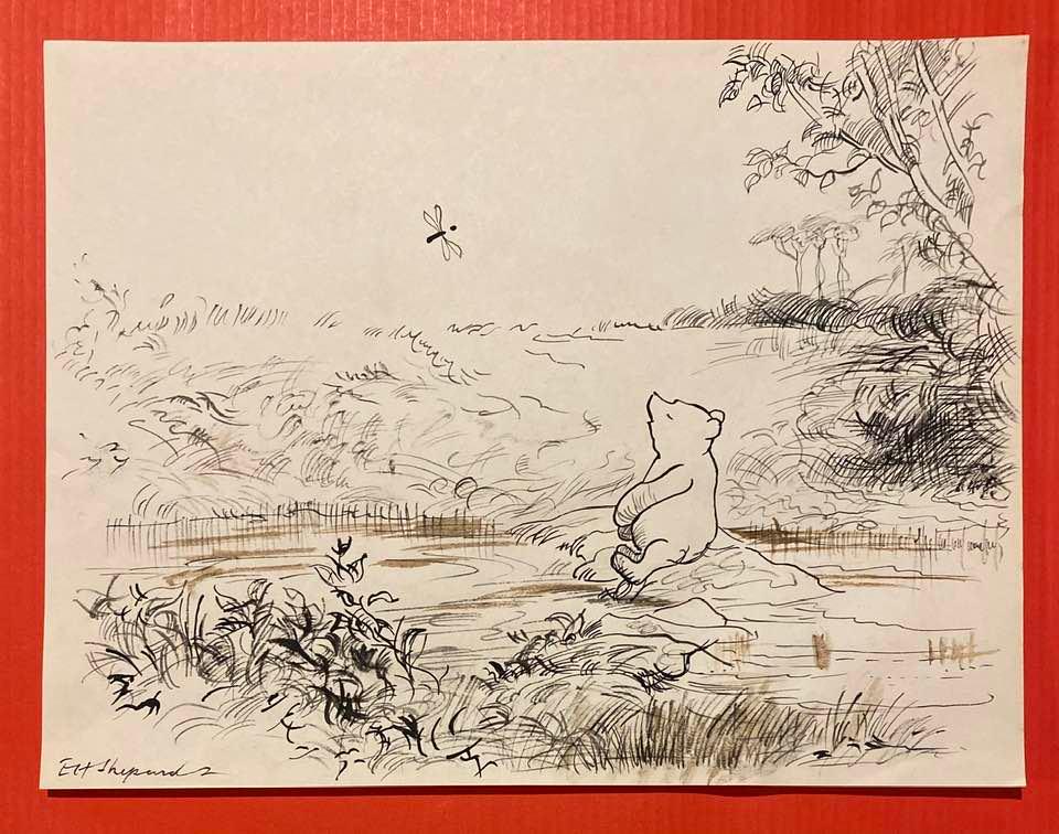 Ernest Howard Shepard Drawing On Paper (In the Style Of (1 of 2)