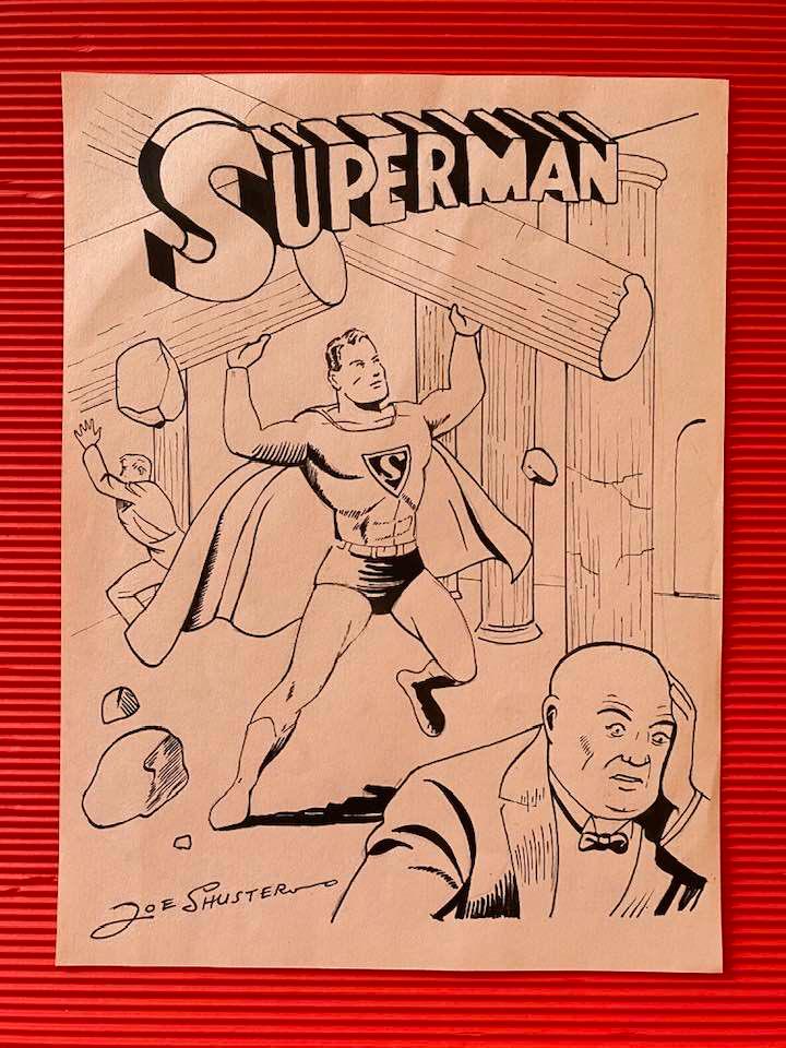JOE SHUSTER (1914-1992) IN THE STYLE OF: Joe Shuster (Canadian-American, 1914-1992) was best known for co-creating the Superman character along with the writer Jerry Siegel (American, 1914-1996). He is a member of the Will Eisner Comic Book