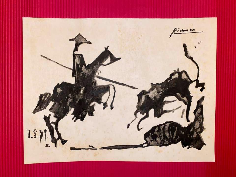 Pablo Picasso Drawing On Paper (In the Style of): In the style of Pablo Picasso Drawing on paper 10 1/4 x 7 3/4 in. Pablo Picasso, France; April 8, 1973), known as Pablo Picasso, was a Spanish painter and sculptor, creator, along with Georges Braque 
