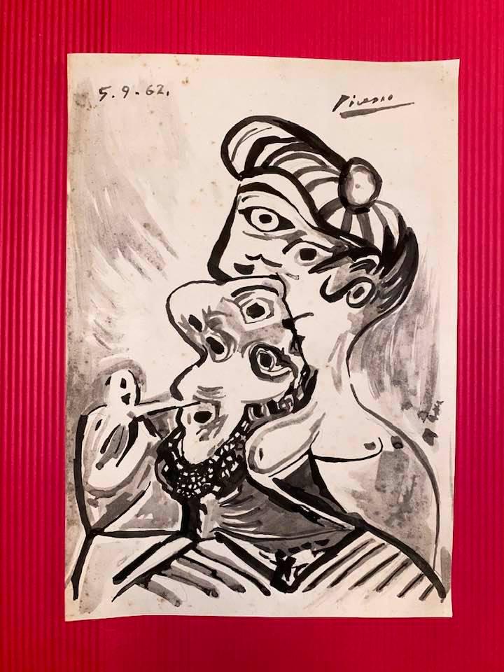 Pablo Picasso Drawing On Paper (In the Style of): In the style of Pablo Picasso Drawing on paper 11 x 7 1/2 in. Pablo Picasso, France; April 8, 1973), known as Pablo Picasso, was a Spanish painter and sculptor, creator, along with Georges Braque and 