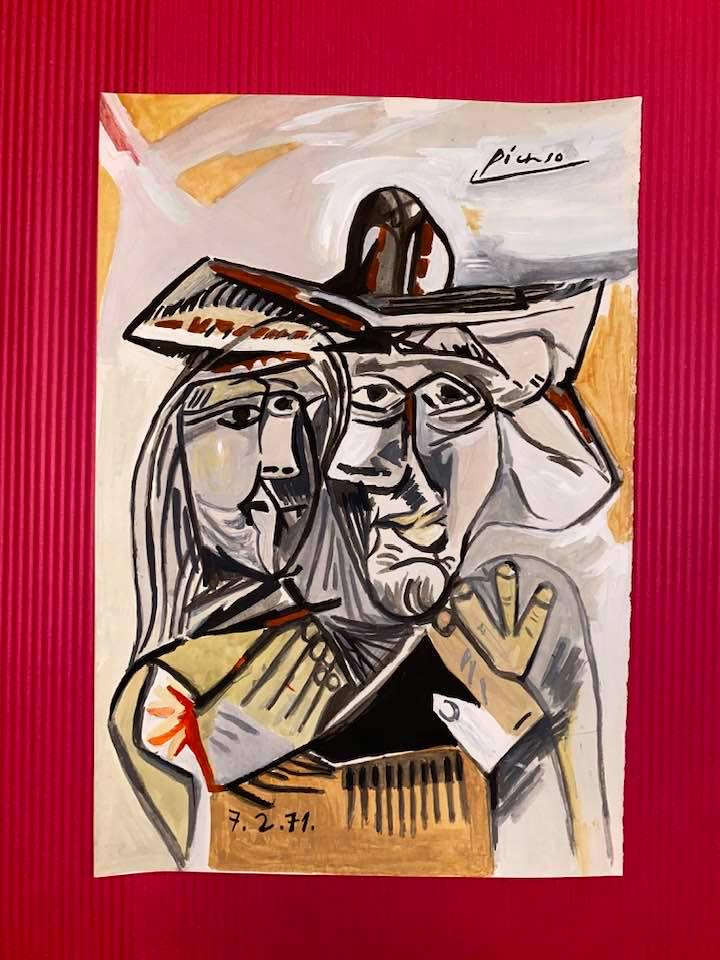 Pablo Picasso Drawing On Paper (In the Style of): In the style of Pablo Picasso Drawing on paper 11 1/4 x 7 3/4 in. Pablo Picasso, France; April 8, 1973), known as Pablo Picasso, was a Spanish painter and sculptor, creator, along with Georges Braque 