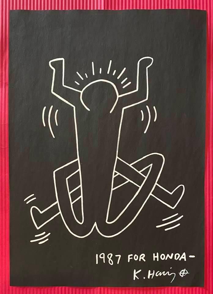 Keith Haring mixed media drawing (in the style of): In the style of Keith Haring Drawing on paper 11 3/4 x 8 1/4 in. Keith Haring was born in 1958 in Reading, Pennsylvania, and grew up in Kutztown, a nearby town. He died in New York in 1990. ... In 198