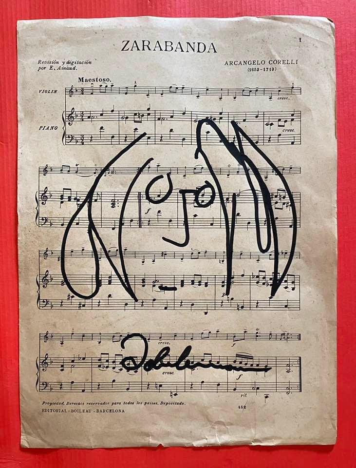 John Lennon Drawing On Paper (In the Style Of) (1 of 2)