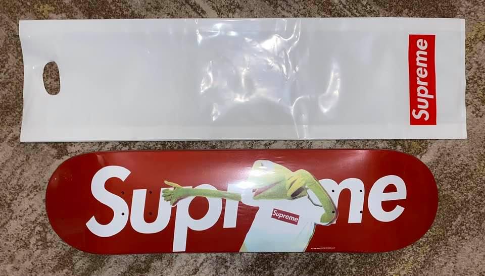 2008 Supreme x Kermit the Frog Skateboard Deck Muppets: Color: Red Condition: New