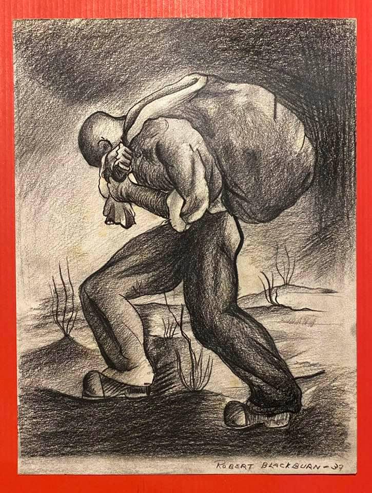 Robert Blackburn DRAWING ON PAPER (IN THE STYLE OF): Robert Hamilton Blackburn was an African-American artist, teacher, and master printmaker. This item will sell as "in the style of..................................................................In th