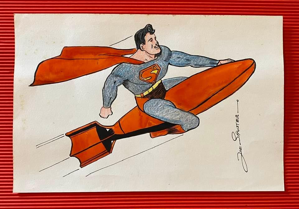 JOE SHUSTER (1914-1992) IN THE STYLE OF: Joe Shuster (Canadian-American, 1914-1992) was best known for co-creating the Superman character along with the writer Jerry Siegel (American, 1914-1996). He is a member of the Will Eisner Comic Book