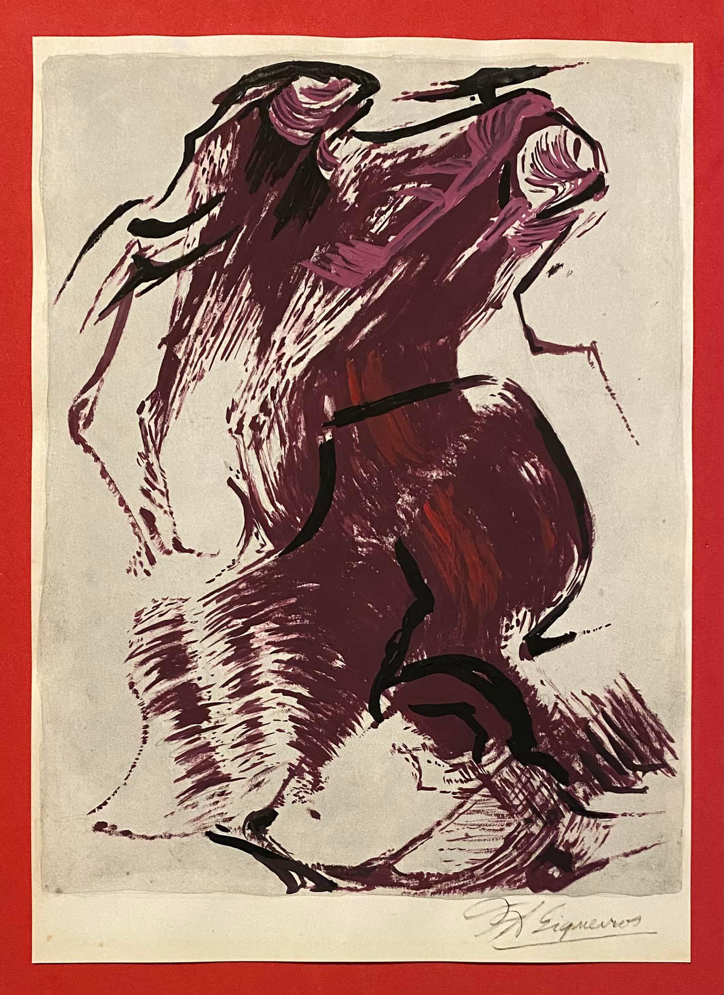 David Alfaro Siqueiros Drawing On Paper (In The Style Of): Jose David de JesÃƒÂºs Alfaro Siqueiros, better known as David Alfaro Siqueiros, was a Mexican painter and soldier. He is considered one of the three great exponents of Mexican muralism along with