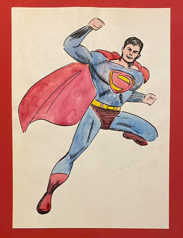 JOE SHUSTER (1914-1992) IN THE STYLE OF: Joe Shuster (Canadian-American, 1914-1992) was best known for co-creating the Superman character along with the writer Jerry Siegel (American, 1914-1996). He is a member of the Will Eisner Comic Book