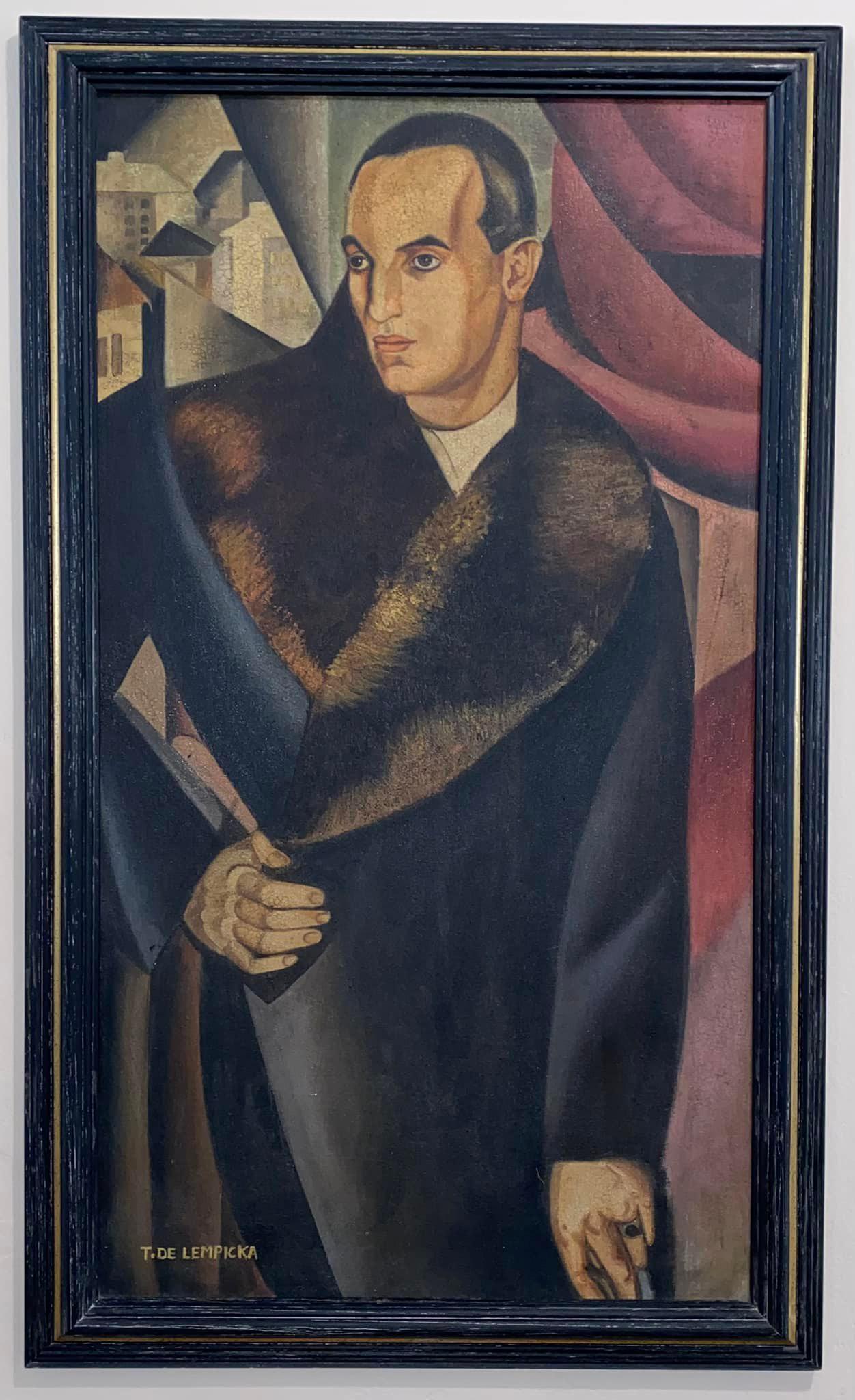 Tamara de Lempicka (OIL ON CANVAS) IN THE STYLE OF: In The Style of Tamara de Lempicka (Oil on Canvas) 32 x 19 1/4 in framed, unframed 28 1/4 x 15 1/4 in. Tamara de Lempicka, also known as Tamara ?empicka, born Tamara Rosalia Gurwik-GÃƒÂ³rska, was