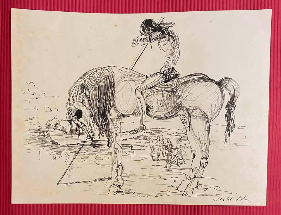 SALVADOR DALI DRAWING (IN THE STYLE OF): Salvador Felipe Jacinto Dali, Marquis of Dali was a 20th century Spanish painter, sculptor, printmaker, set designer and writer. He is considered one of the highest representatives of surrealism. Salv