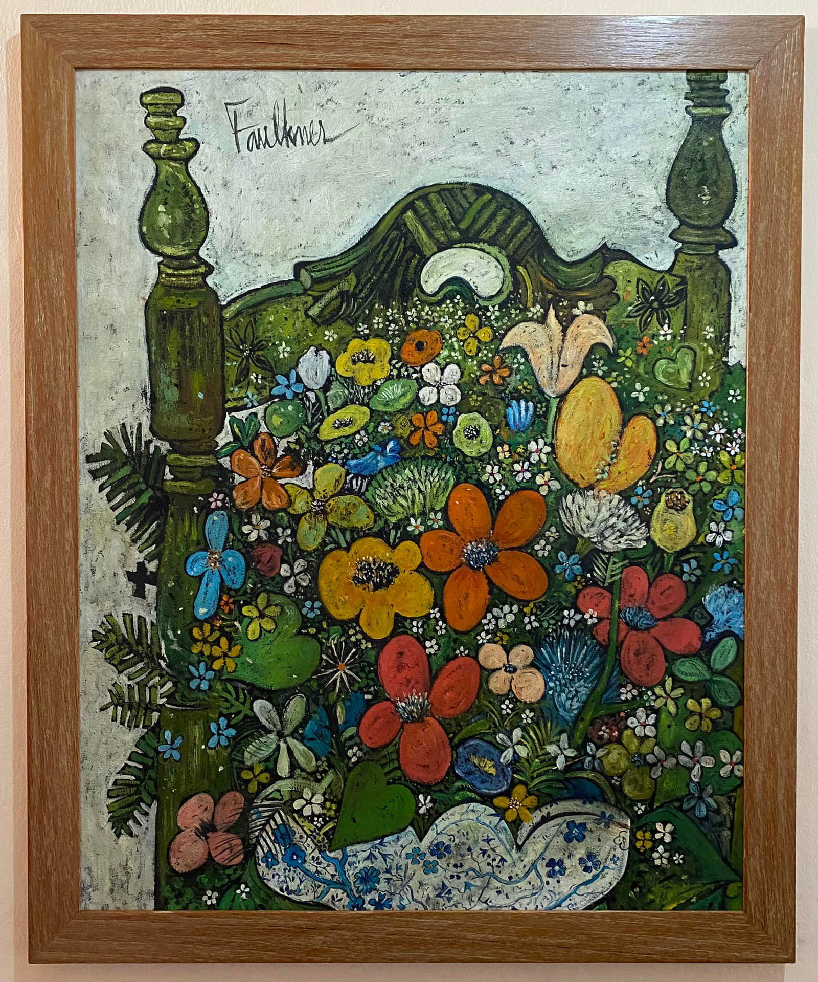 HENRY FAULKNER (AMERICAN, 1924-1981) (IN THE STYLE OF): Oil on Canvas, framed 23 3/4 x 20 1/4 in. Style of Henry Lawrence Faulkner (January 9, 1924 December 3, 1981)- was a Kentucky-born artist and poet known as an eccentric rebel and bohemian. Faulkner is