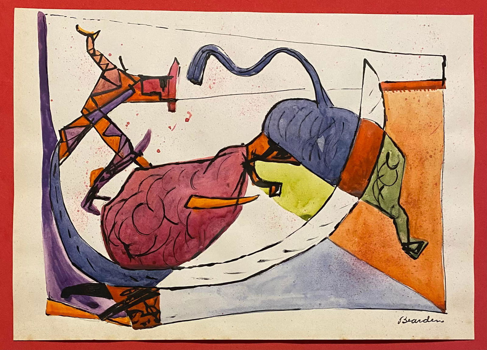 Romare Bearden Drawing On Paper (In The Style Of) (1 of 2)