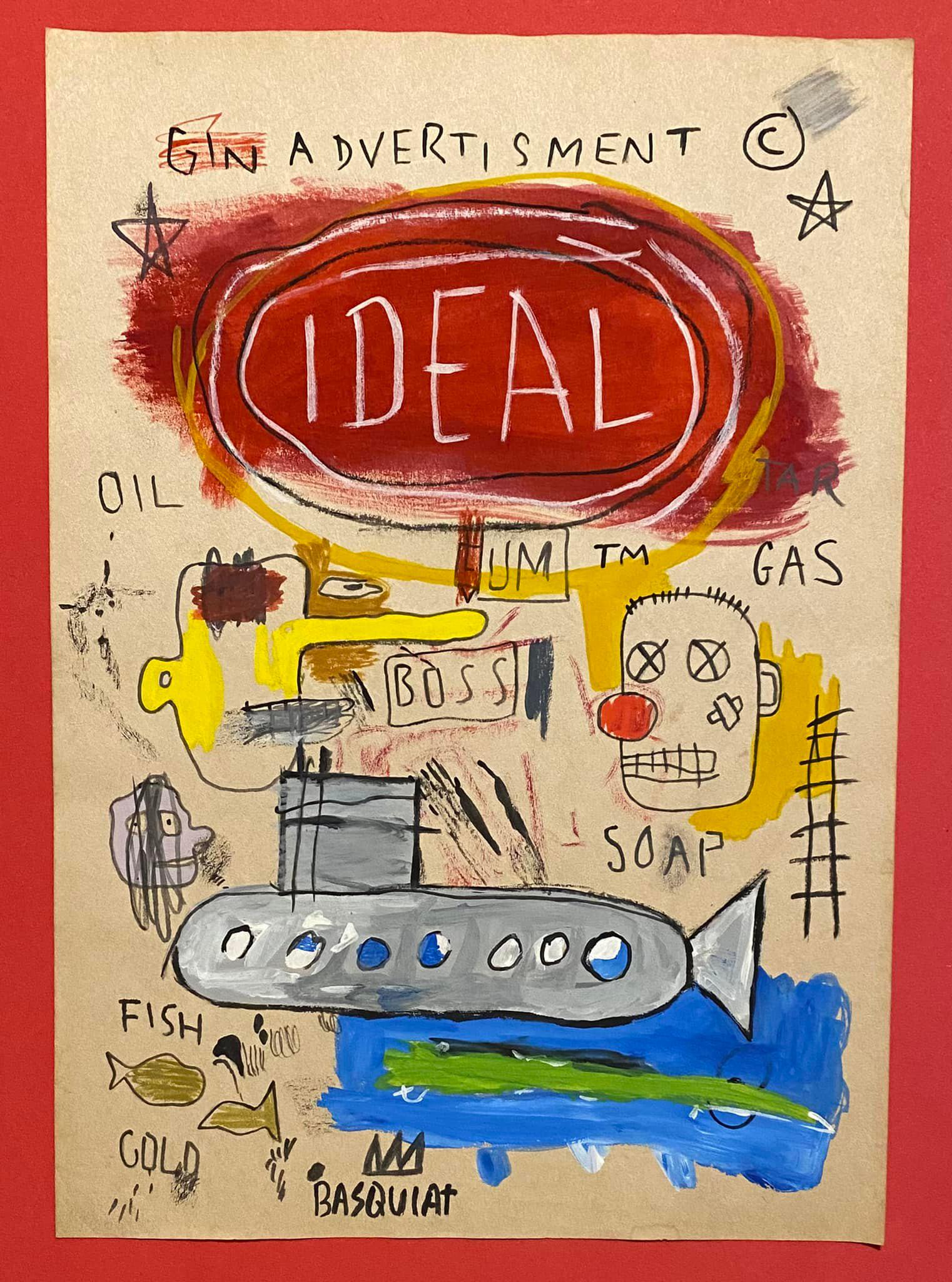 Jean-Michel Basquiat Mixed Media (In the Style of): In the style of Jean-Michel Basquiat Drawing on paper 11 1/2 x 8 1/4 in. Jean-Michel Basquiat (December 22, 1960 - August 12, 1988) was an American artist of Haitian and Puerto Rican descent. Basquiat