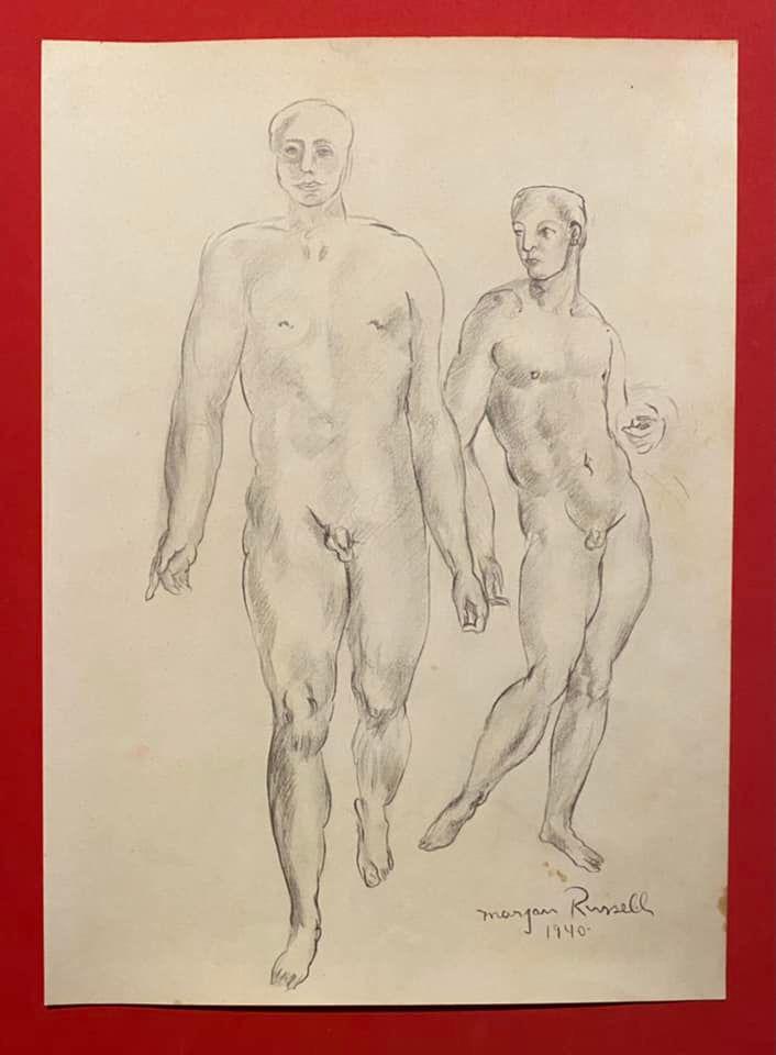 Morgan Russell NUDE (in the style of): In the style of Morgan Russell Drawing on paper 11 3/4 x 8 1/2 in. Morgan Russell was an American abstract painter. Along with Stanton Macdonald-Wright, he is credited with co-founding the synchromist