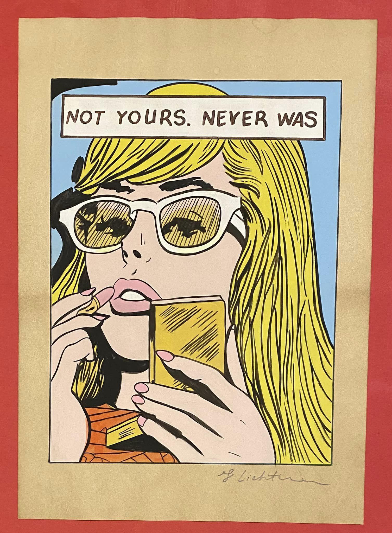 Roy Lichtenstein drawing (in the style of): In the style of Roy Lichtenstein Drawing on Paper 11 3/4 x 8 1/4 in. Roy Fox Lichtenstein was an American pop painter of pop art, graphic artist and sculptor, known above all for his large -scale inte