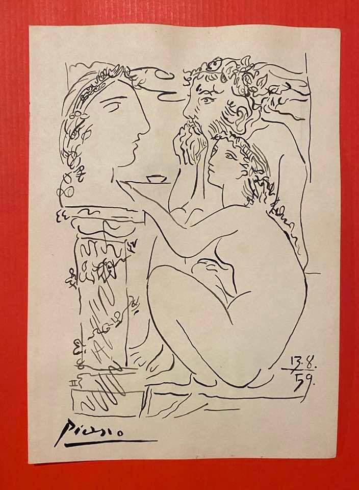Pablo Picasso Drawing On Paper (In the Style of): In the style of Pablo Picasso Drawing on paper 10 x 7 in. Pablo Picasso, France; April 8, 1973), known as Pablo Picasso, was a Spanish painter and sculptor, creator, along with Georges Braque and Juan