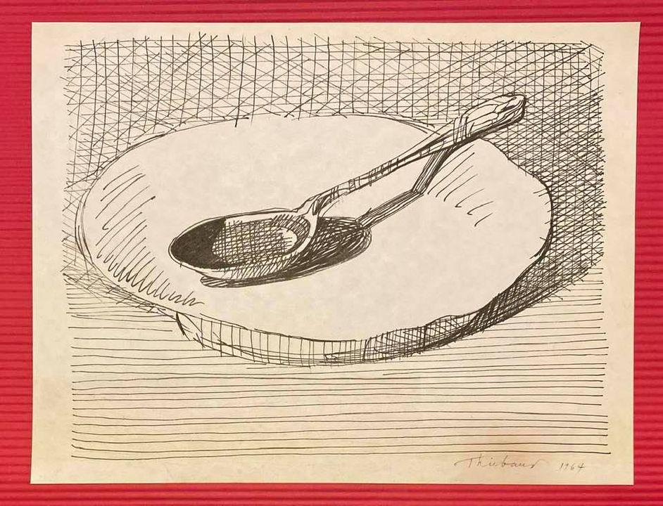 WAYNE THIEBAUD DRAWING ON PAPER (IN THE STYLE OF): In the style of Wayne Thiebaud Drawing on paper 10 x 7 3/4 in. Wayne Thiebaud (born November 15, 1920) is an American painter known for his colorful works depicting commonplace objectsÃƒÆ’Ã†â