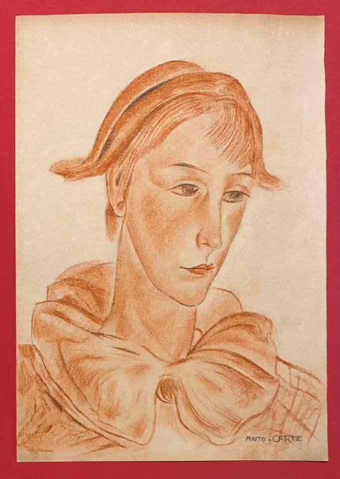 ANTO CARTE (1886-1954, Belgium) (in the style of): In the style of Anto Carte Painting on paper 12 x 8 1/4 in. Antoine "Anto" Carte was a Belgian painter. Antoine Carto was born in Mons in 1886. His father was a carpenter. Anto Carte was first apprent
