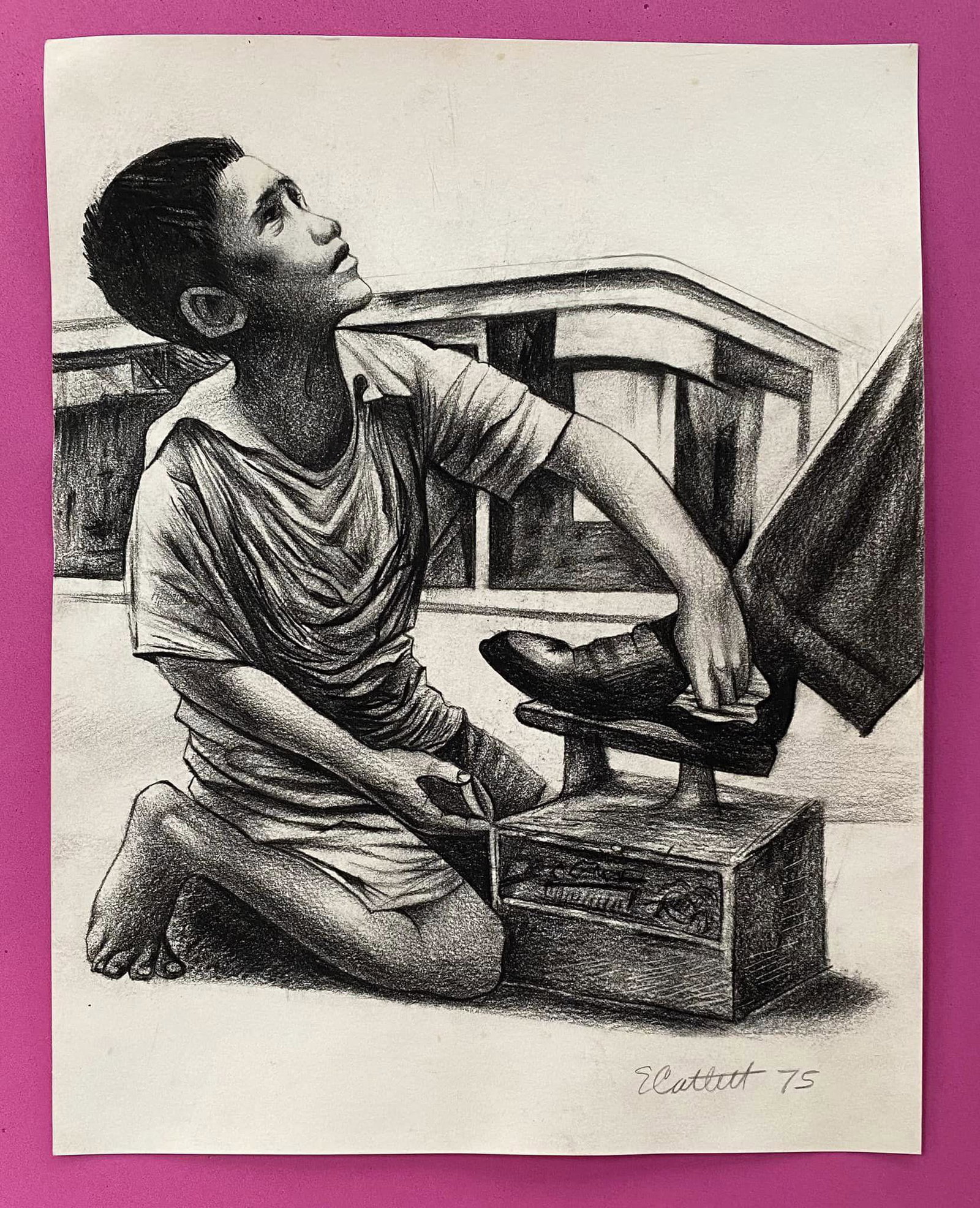 ELIZABETH CATLETT DRAWING ON PAPER (IN THE STYLE OF): Elizabeth Catlett Mora (Washington D.C., April 15, 1915 - Cuernavaca, April 2, 2012) was a Mexican-born African-American sculptor and printmaker. ... In 1947 she married Mexican artist Francisco Mora,