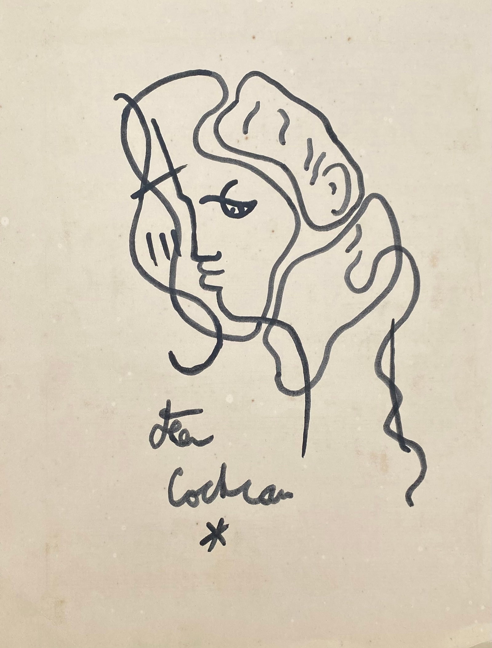 Jean Cocteau (IN THE STYLE OF): Jean Cocteau was a French poet, playwright, writer, art critic, essayist, painter, film director, and designer. This item will be sold as "in the style of"............... ................ Works in the