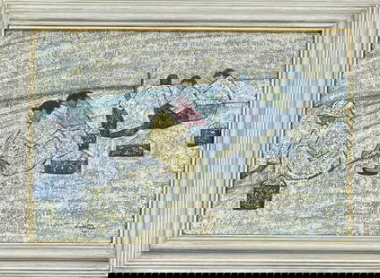 Park Su-Geun, (1914-1965, Korean) (IN THE STYLE OF): Korean framed oil painting, style of to Park Su-Geun, (1914-1965, Korean), signed to the right; overall good condition. This item will sell as "in the style of".............................In the styl