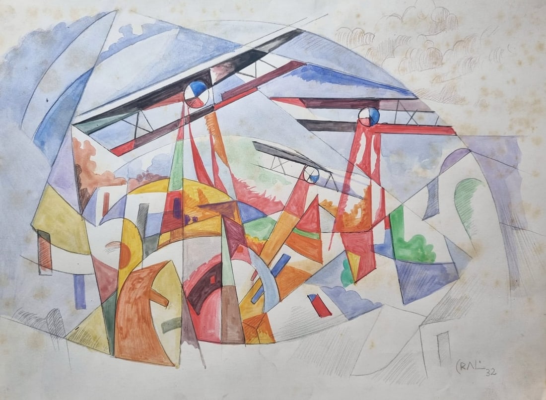 TULLIO CRALI Drawing (1910-2000) (In the style of) (1 of 2)