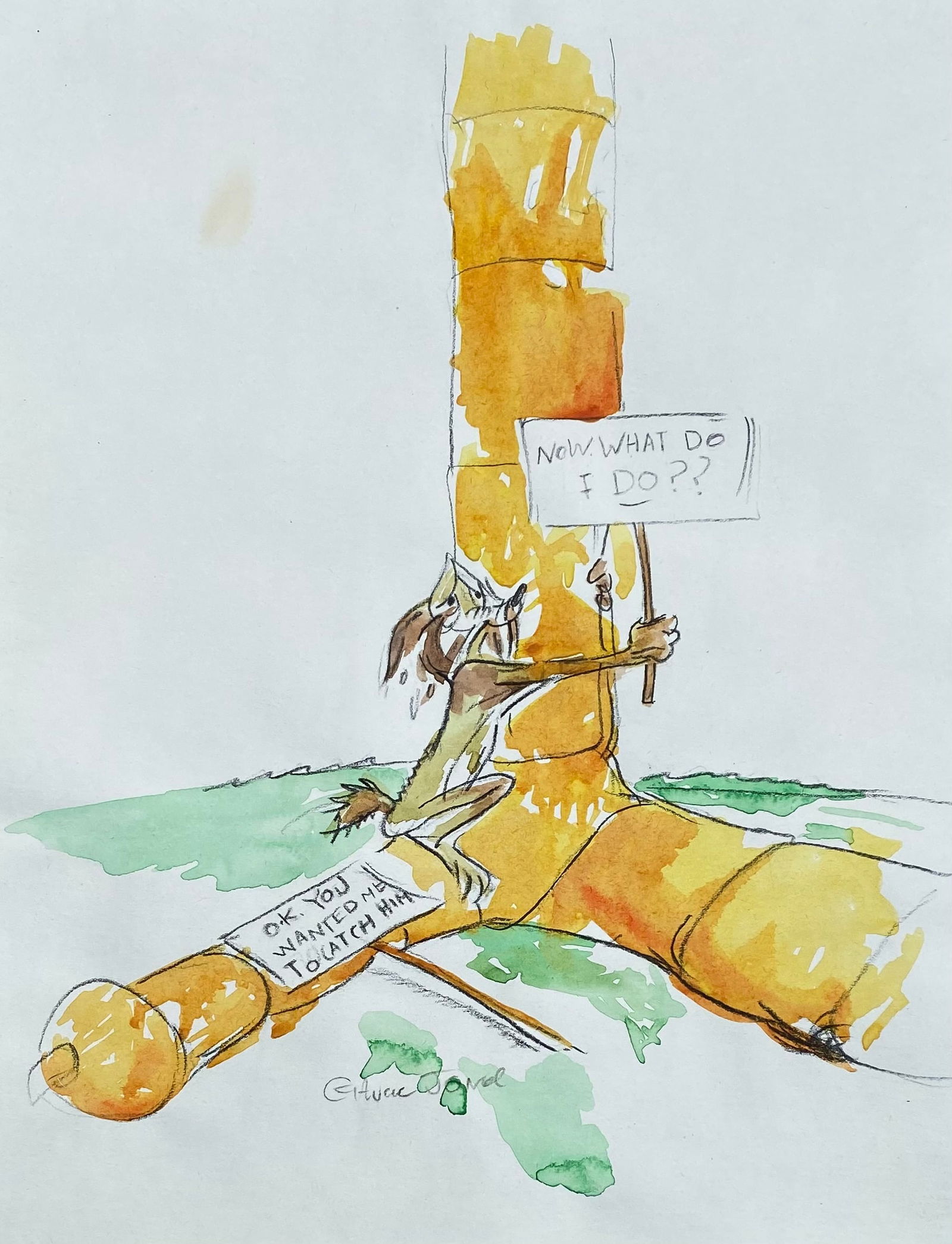 Chuck Jones (Watercolor On Paper) In The Style Of (1 of 3)